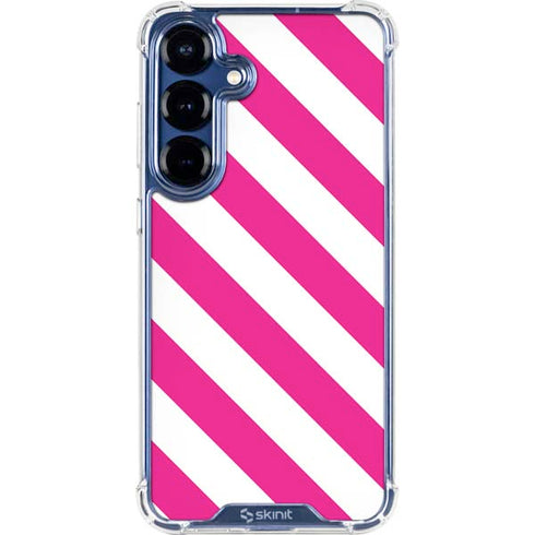 Pink and White Geometric Stripes Galaxy S25 Clear Case